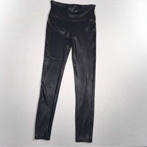 Spanx Faux Leather Leggings Women’s Medium Black High Waist Shiny Stretch Pants